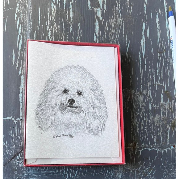 Bichon frise notecards - vintage still in box - vintage stationary - Picture 1 of 9